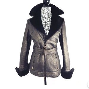 FERRE BROWN COPPER SHEARLING COAT/JACKET SZ 42